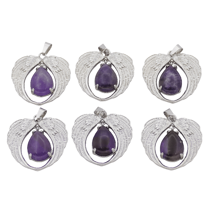Angel Wing Amethyst Pendant (Set of 6 Pieces)