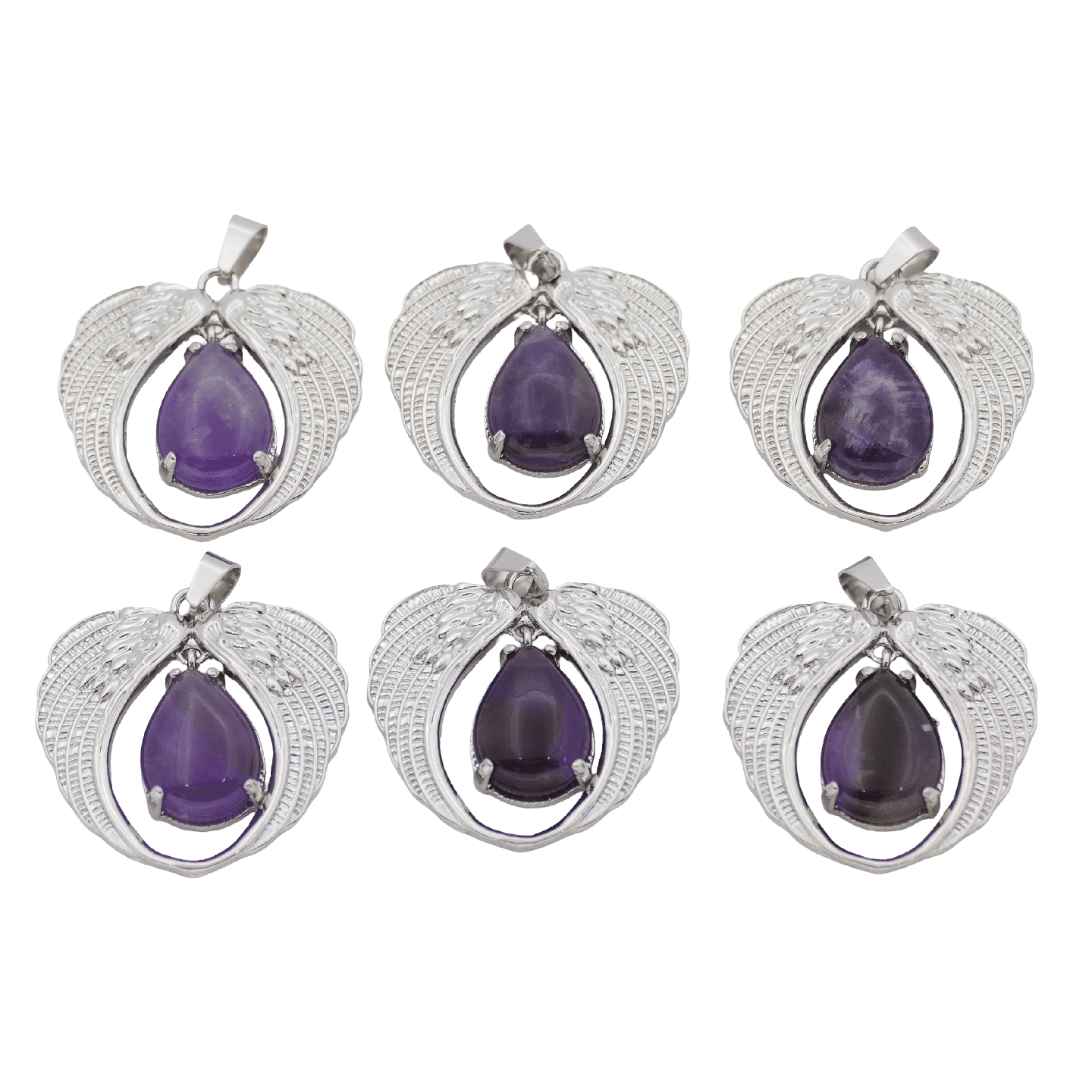 Angel Wing Amethyst Pendant (Set of 6 Pieces)