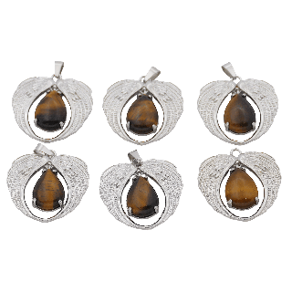 Angel Wing Tiger Eye Pendant (Set of 6 Pieces)