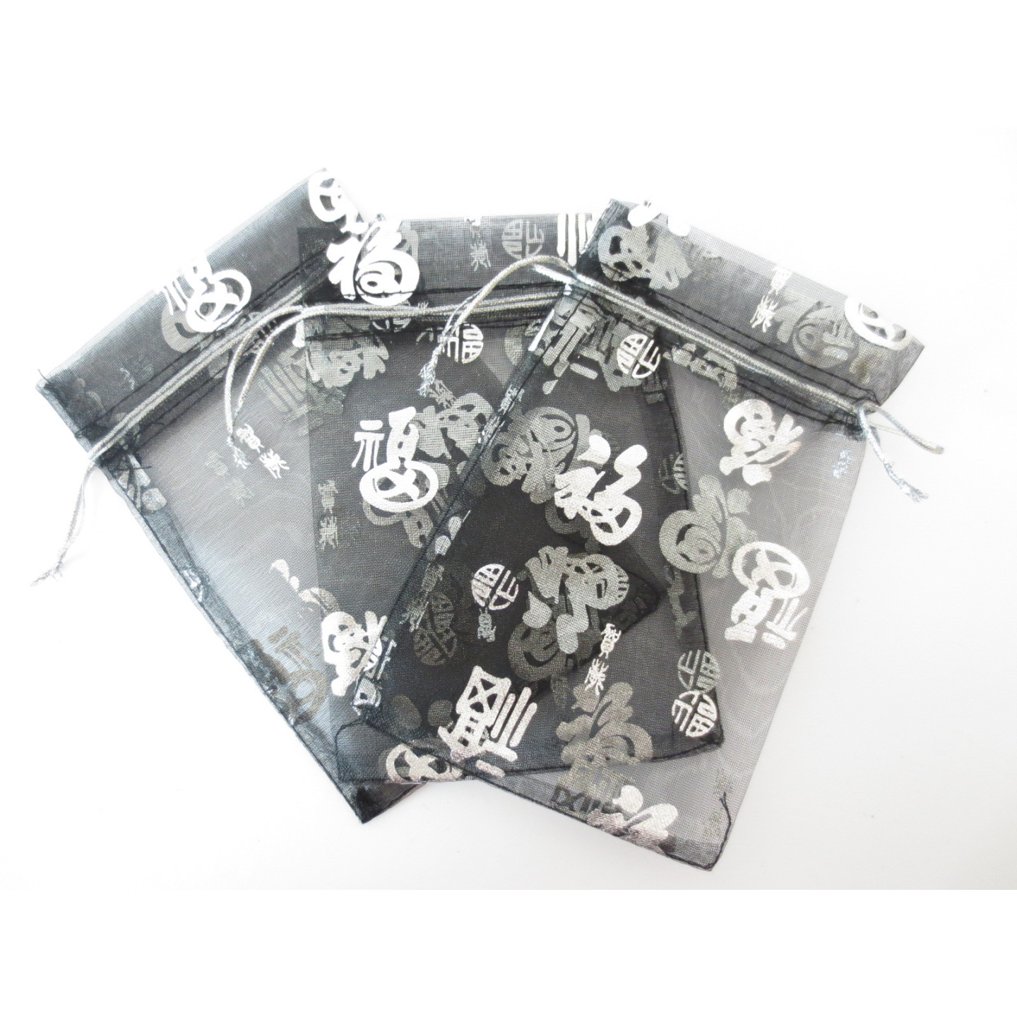 Organza Gift Bag 'Good Luck' Black - 10cm x 15cm