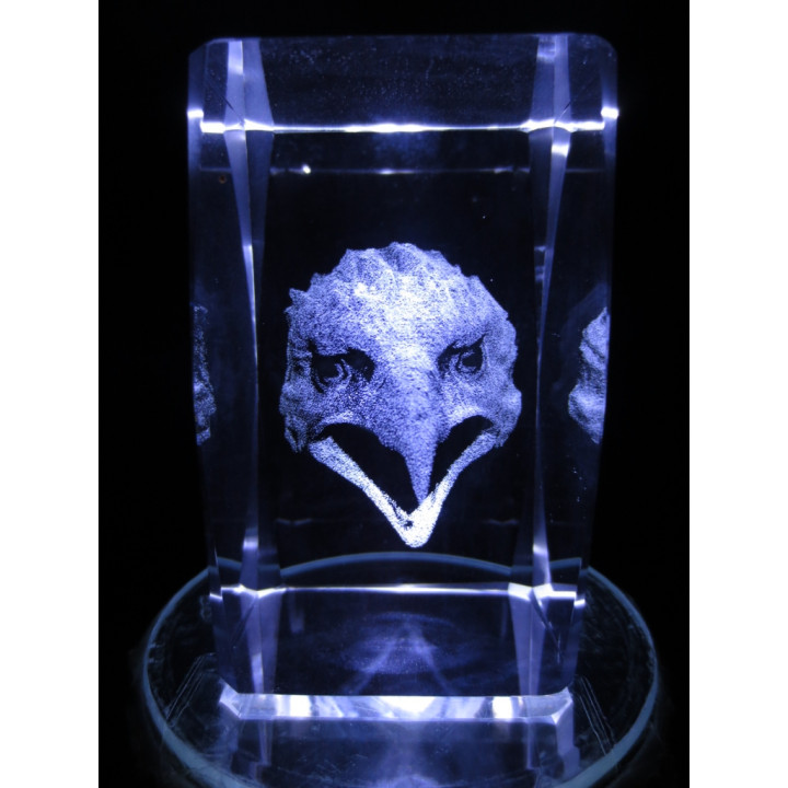 3D Crystal Laser Engraved Block – Eagle (II)