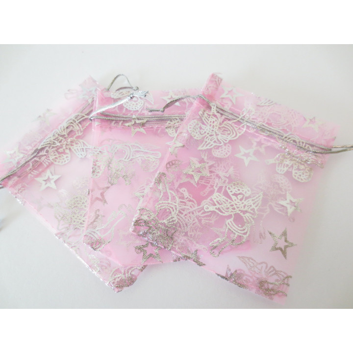 Angel organza gift bag Pink - 13cm x 20cm