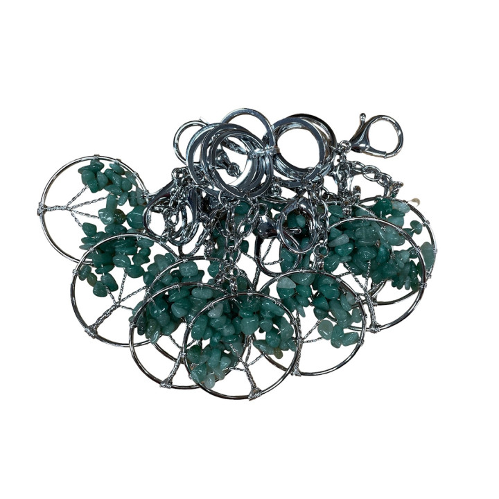 Tree of Life Keychains with Aventurine Gemstones