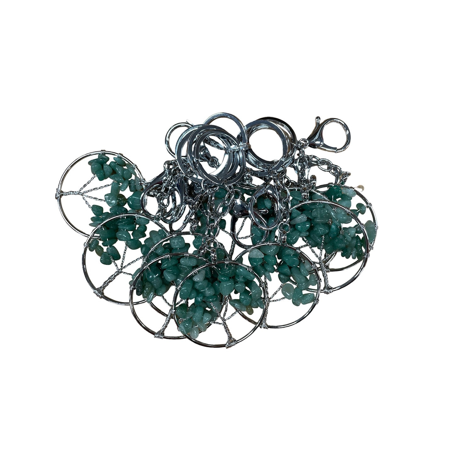 Tree of Life Keychains with Aventurine Gemstones