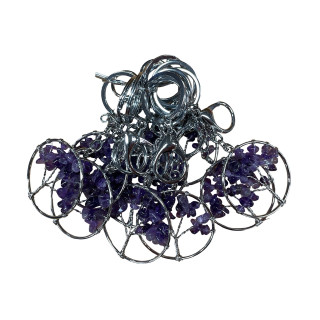 Tree of Life Keychains with Amethyst Gemstones