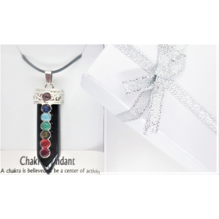 7 Chakra Gemstone Pendant Necklace (I) - Onyx
