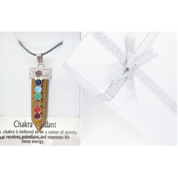7 Chakra Gemstone Pendant Necklace (I) - Tiger Eye