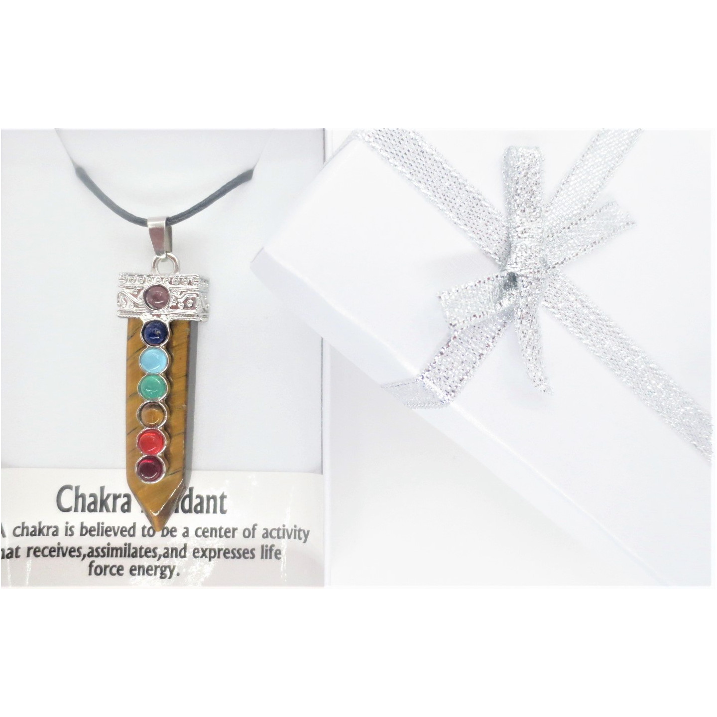 7 Chakra Gemstone Pendant Necklace (I) - Tiger Eye