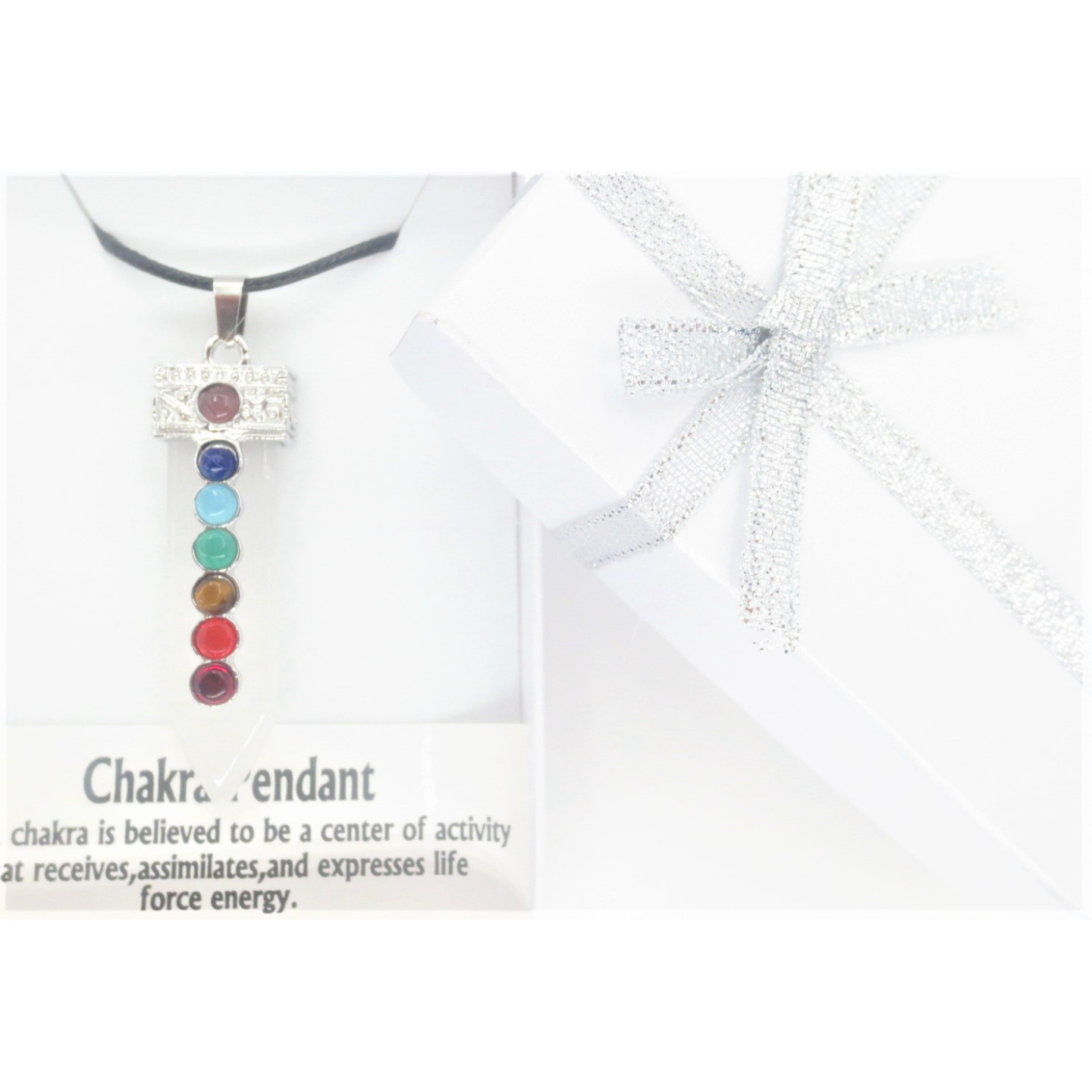 7 Chakra Gemstone Pendant Necklace (I) - Rock Crystal