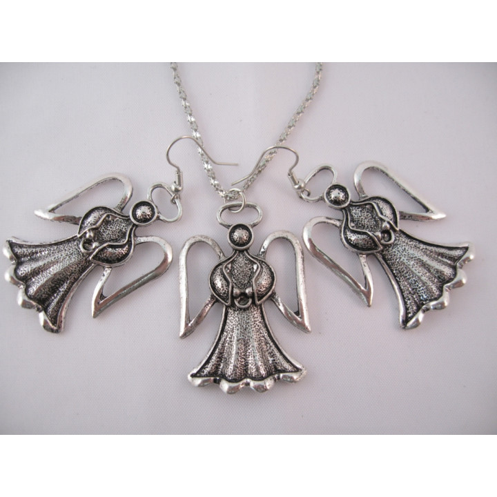 Angel necklace and earring
