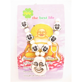 Wholesale - White smiling Buddha head necklace