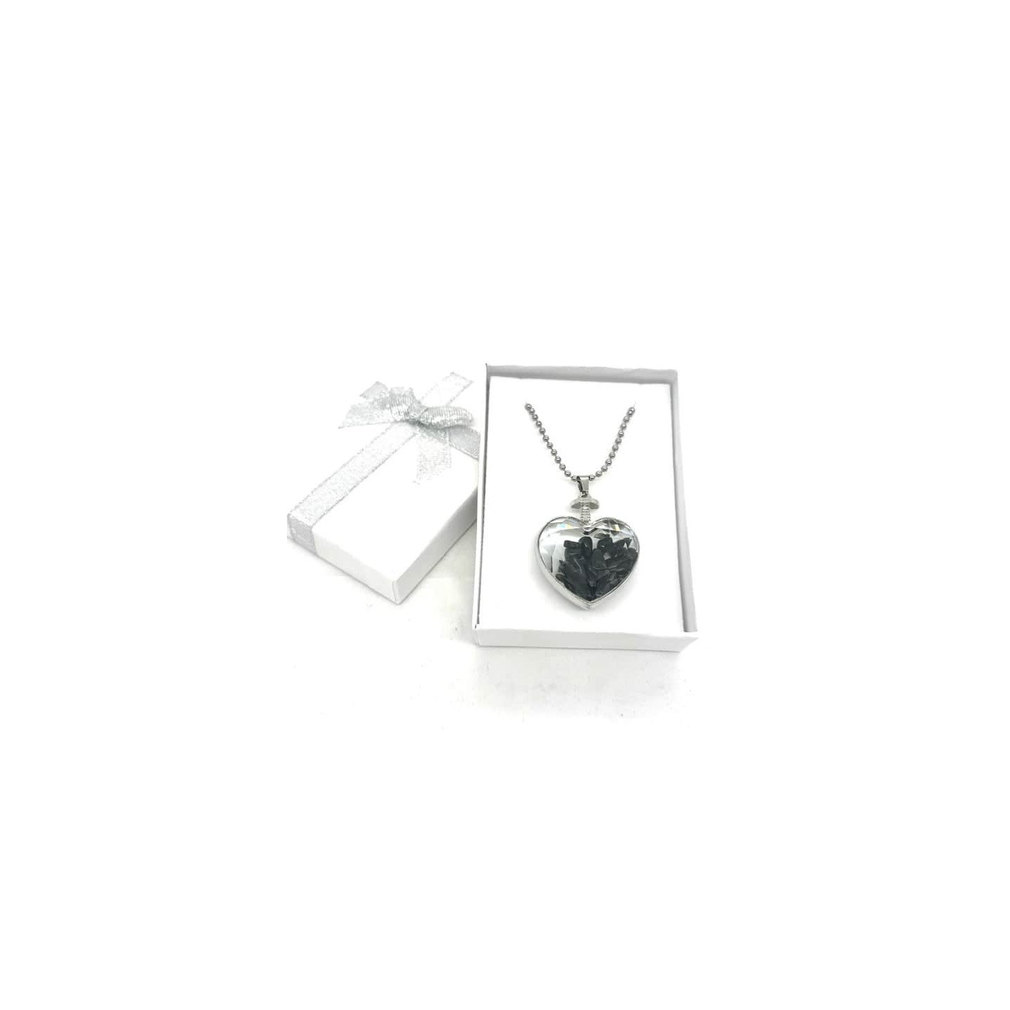 Heart-Shaped Black Onyx Pendant Necklace with Gift Box