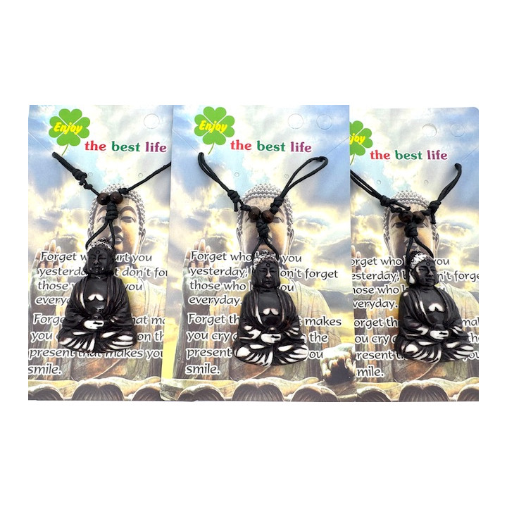 Brown Meditation Buddha Pendant Necklace