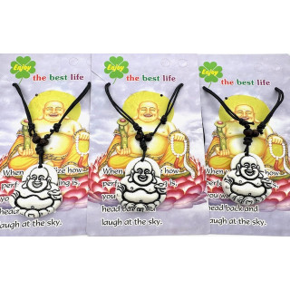 White Laughing Buddha Pendant Necklace