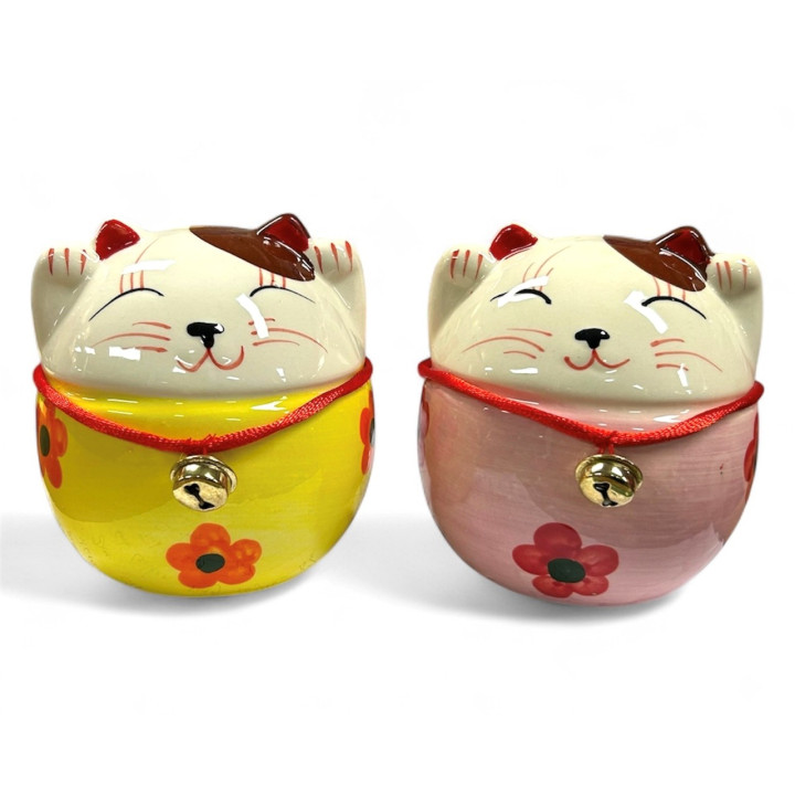 Wholesale Lucky Cat Piggy Bank - Set of 2 (Pink & Yellow)
