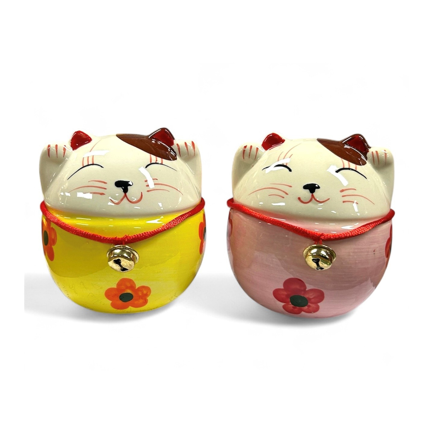 Wholesale Lucky Cat Piggy Bank - Set of 2 (Pink & Yellow)