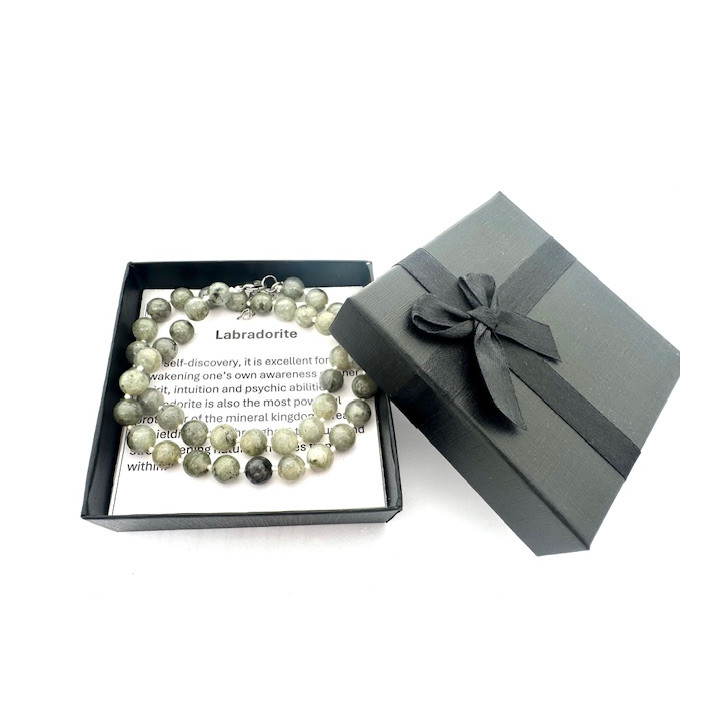 Wholesale 8 mm Labradorite Beaded Necklace (with Box)