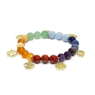 Bracelet avec breloques de symboles des chakras et pier... | Pieralune