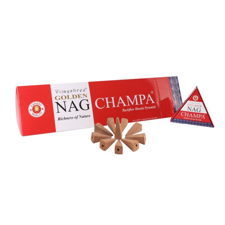 Vijayshree Golden Nag Backflow Cones - Champa