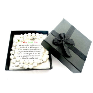 Wholesale 8 mm White Howlite Beaded Necklace (with Box)