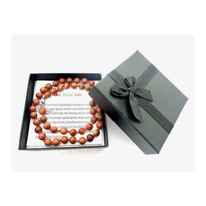 Wholesale 8 mm Goldstone Beaded Necklace (with Box)
