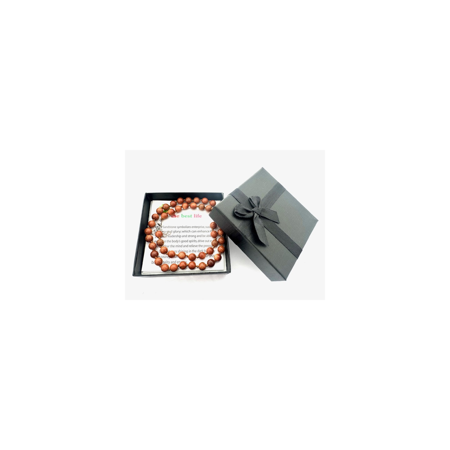 Wholesale 8 mm Goldstone Beaded Necklace (with Box)