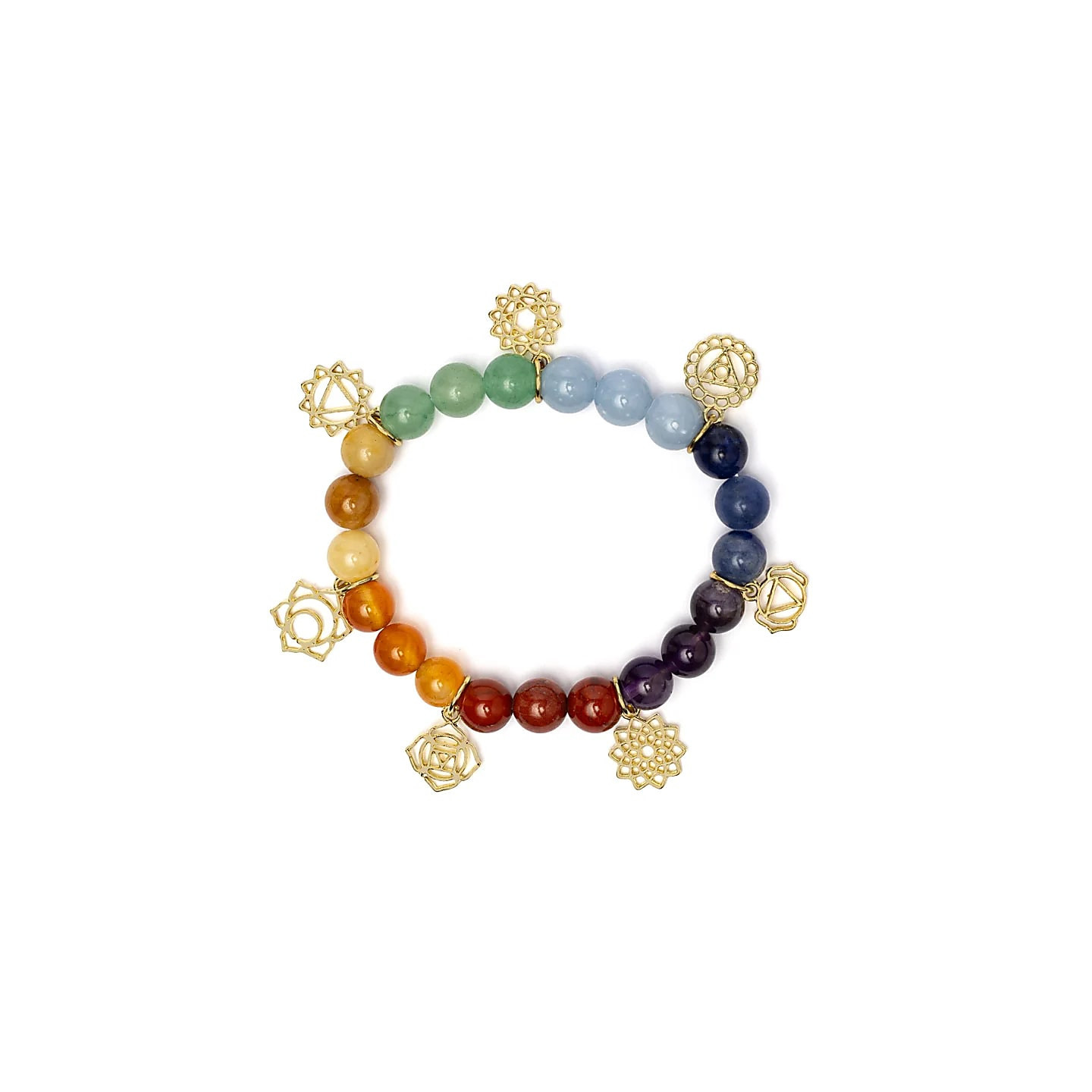 Bracelet avec breloques de symboles des chakras et pier... | Pieralune