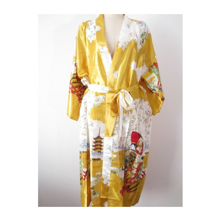 Japanese kimono long yellow