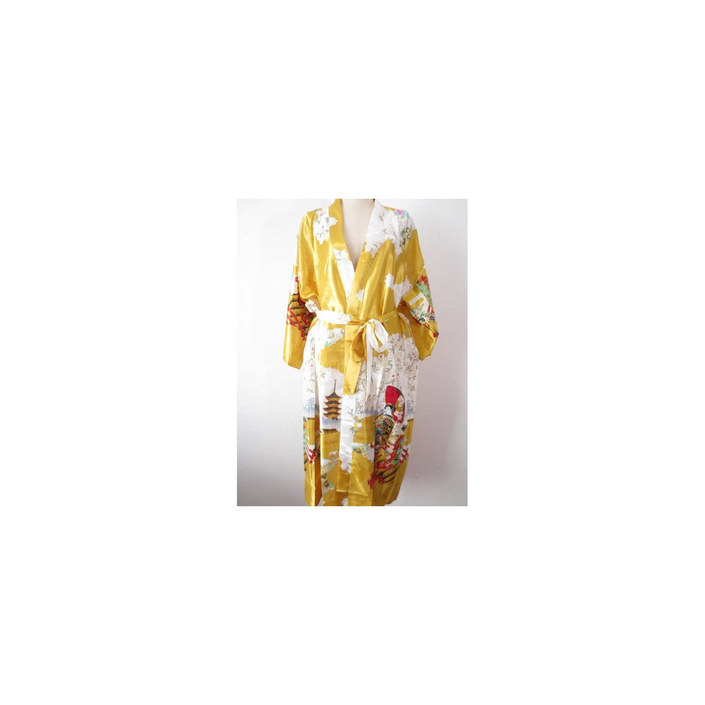 Japanese kimono long yellow