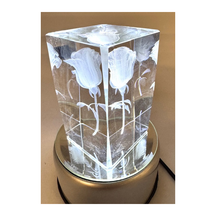 3D Crystal Laser Engraving Block – Rose