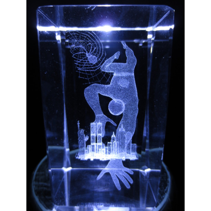 3D Crystal Laser Engraved Block – Spiderman
