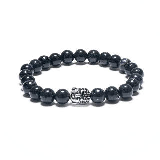 8mm Buddha Bracelet without Box - Blue Sandstone