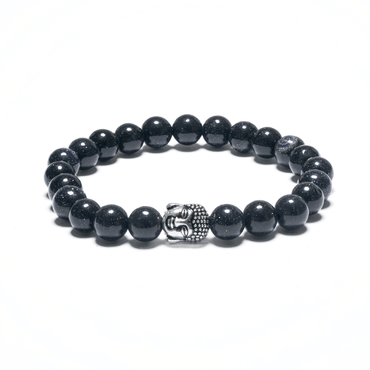 8mm Buddha Bracelet without Box - Blue Sandstone