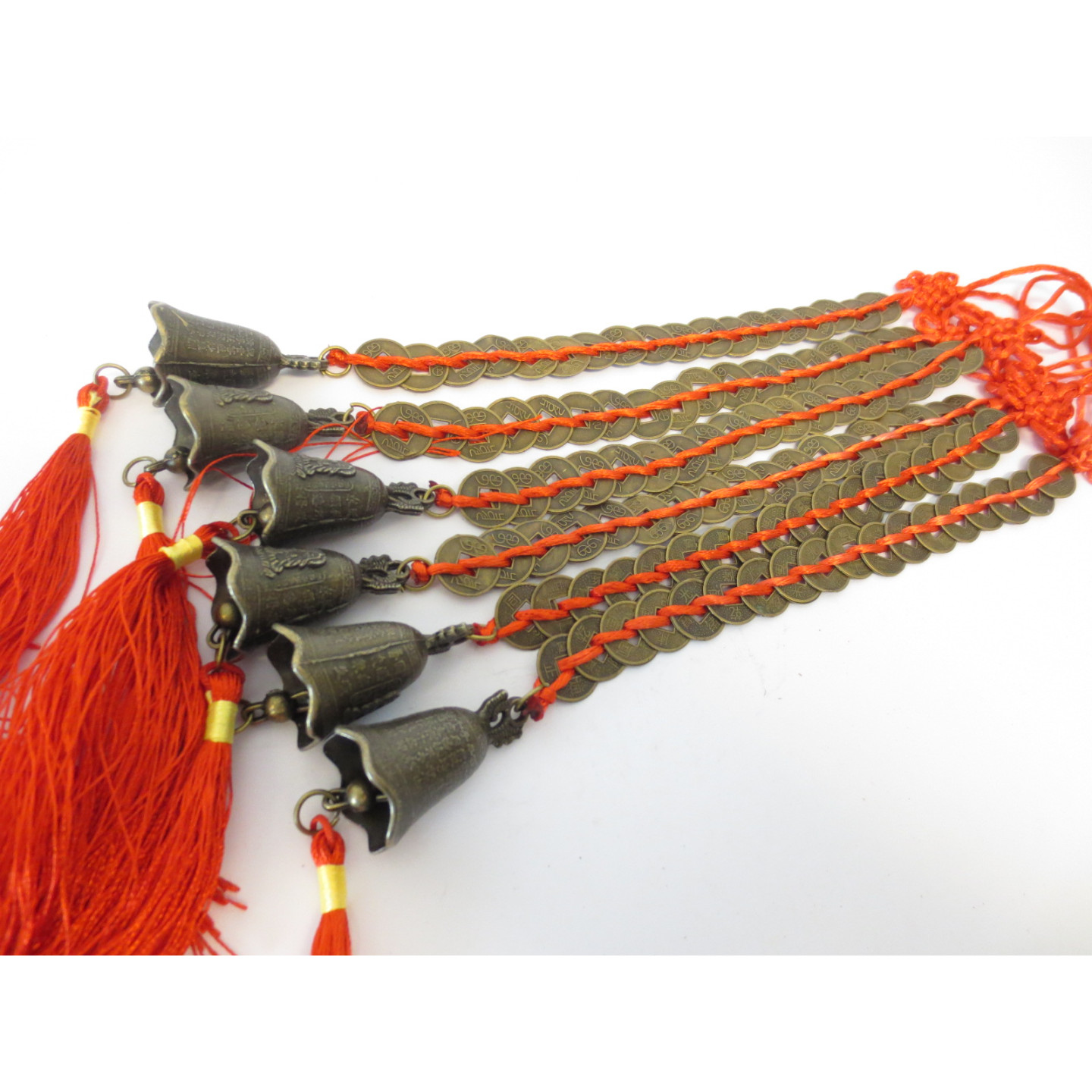 Chinese Lucky Coins with Bell Pendant Set of 6