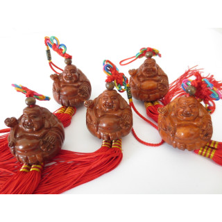 Buddha Lucky hanger Sitting brown set of 6