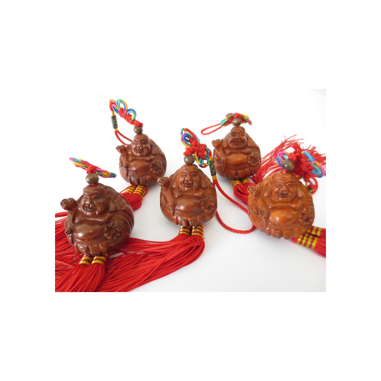Buddha Lucky hanger Sitting brown set of 6