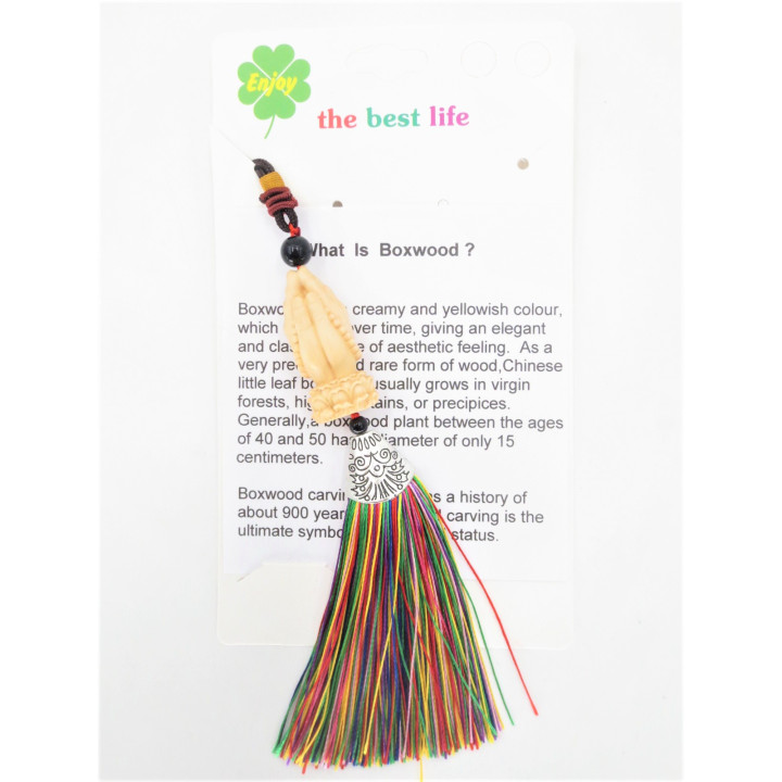 luckyhanger boxwood - praying hands with mala necklace