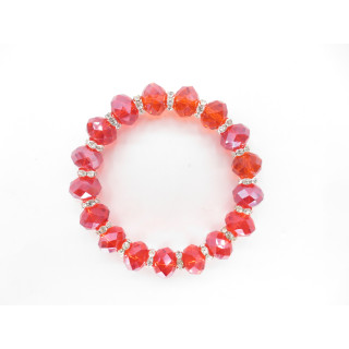 Elegant Red Crystal Beaded Bracelet with Diamonds