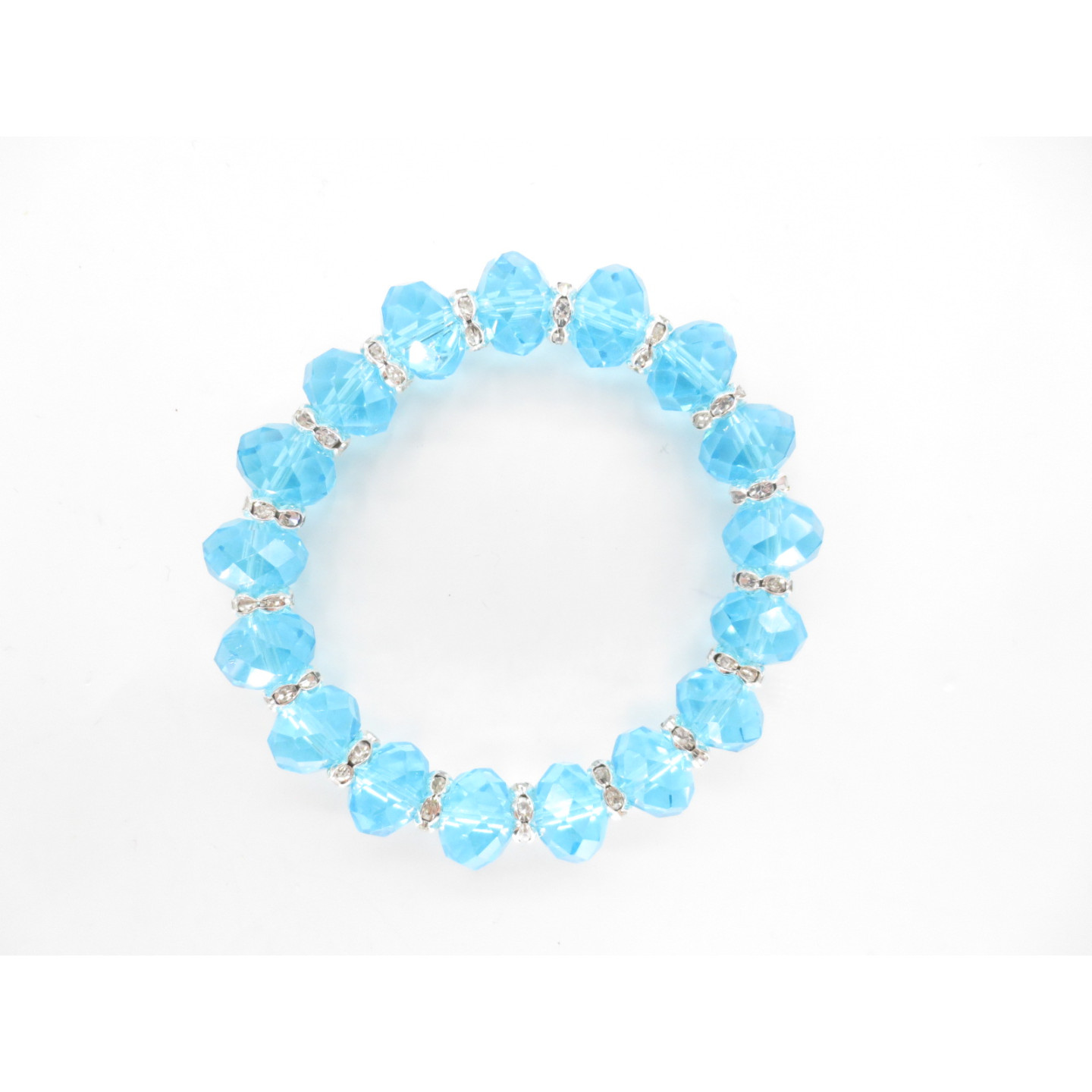 Elegant Blue Crystal Beaded Bracelet with Diamonds