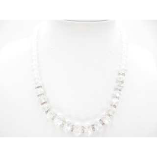 Crystal necklace with diamonds white