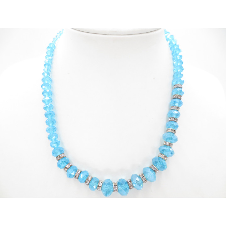 Crystal necklace with diamonds blue