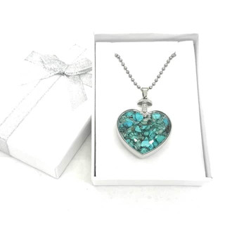 Heart-Shaped Turquoise Pendant Necklace with Gift Box