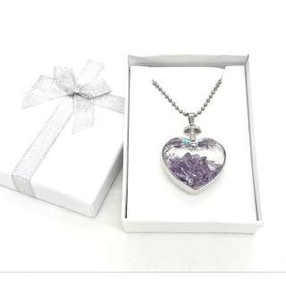 Heart-Shaped Amethyst Pendant Necklace with Gift Box