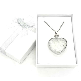 Heart-Shaped Rock Quartz Pendant Necklace with Gift Box