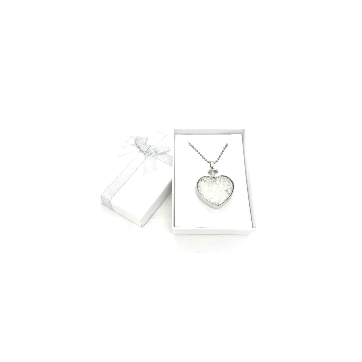 Heart-Shaped Rock Quartz Pendant Necklace with Gift Box