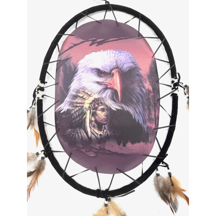Oval Dreamcatcher Indian Man with Eagle (I)