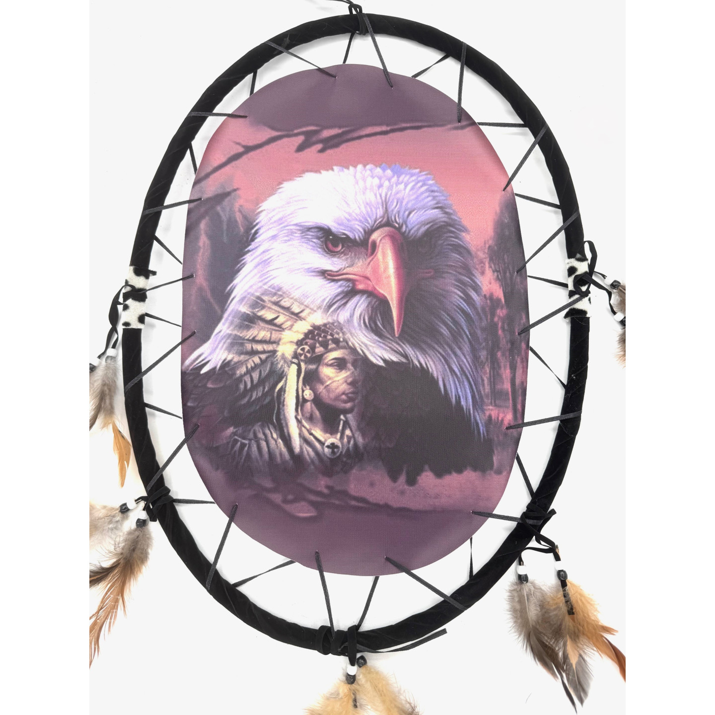 Oval Dreamcatcher Indian Man with Eagle (I)