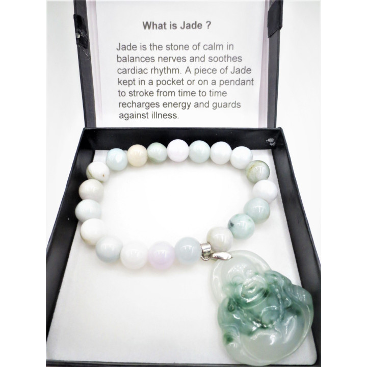 Jade Buddha bracelet large dark green