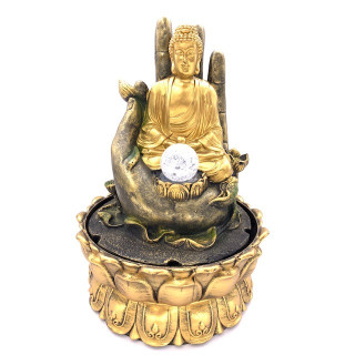 Meditation Led Lighting Golden Buddha on Hand Fountain Large (17041)