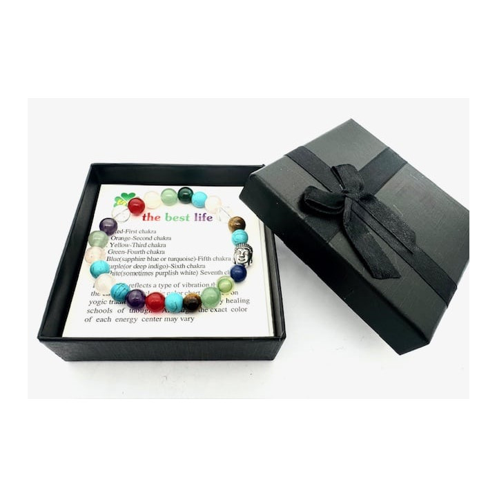 8mm Buddha Mixed Gemstone Bracelet – Gift Box Included